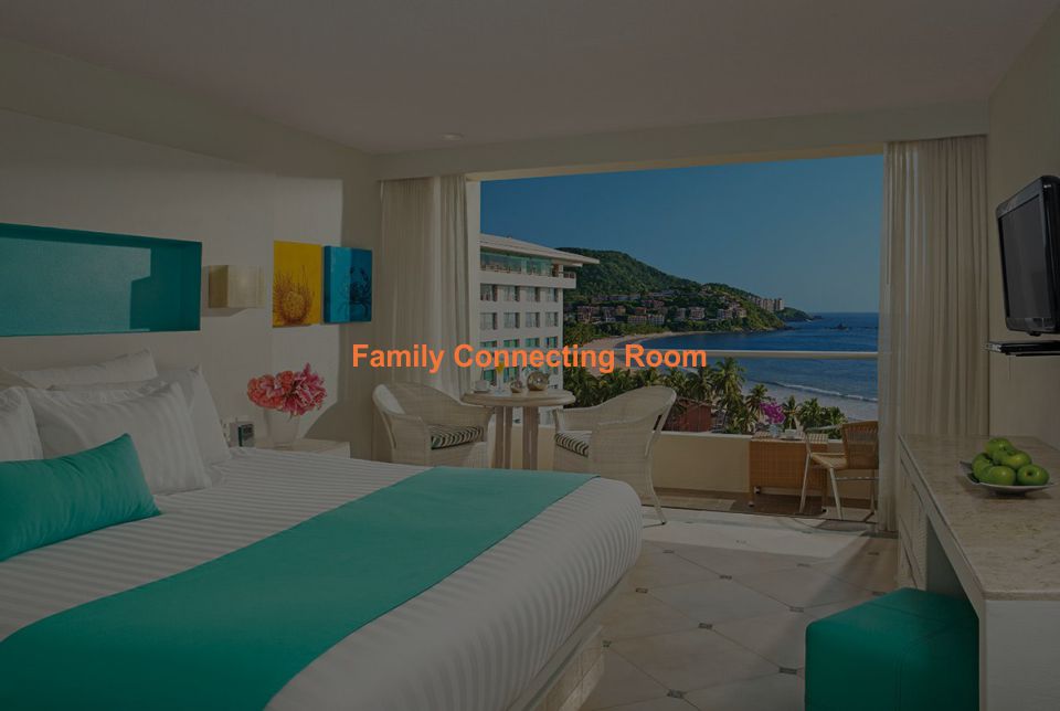 Hotel Sunscape Ixtapa Habitación Family Connecting Room: Dos habitaciones conectadas garantizadas, una con una cama king size y otra con dos camas dobles con balcón privado, ideal para familias que vienen de vacaciones en Ixtapa Zihuatanejo